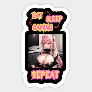 Eat Sleep Gaming Repeat Anime Girl Sticker